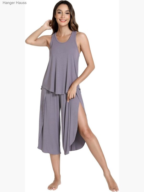 Other - Women's Bamboo Viscose Ribbed Tank & Capri Pajama Set - Soft Sleepwear